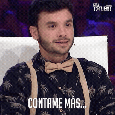 Man In Bow Tie And Suspenders Says Contame Mas GIF