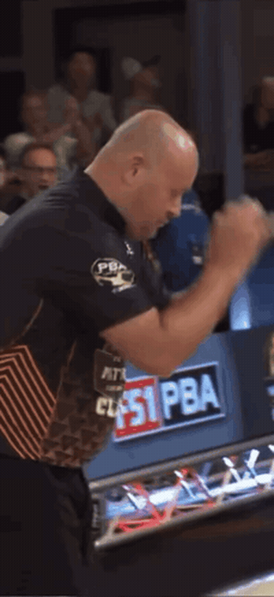 Man In Bowling Shirt With Pba On Sleeve GIF