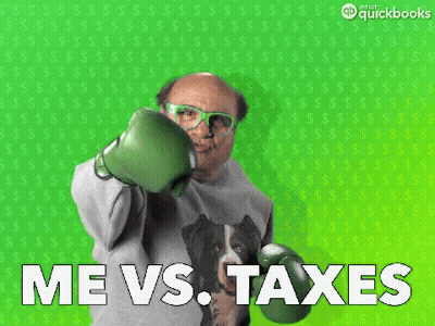 Man In Boxing Gloves Saying Me Vs Taxes GIF