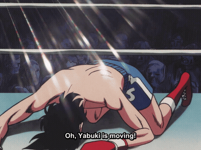 Man In Boxing Ring Saying Oh Yabuki Is Moving GIF