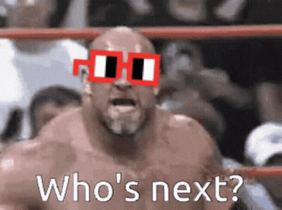 Man In Boxing Ring Sunglasses Says Who's Next GIF