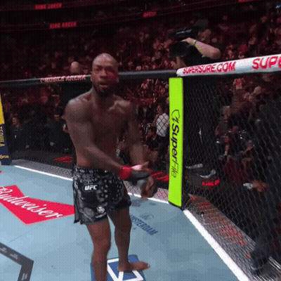 Man In Boxing Ring With Budweiser Ad GIF