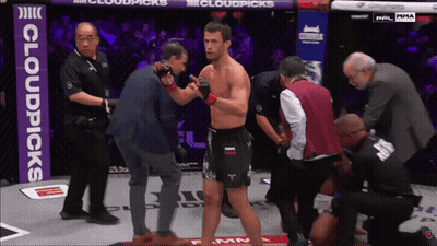 Man In Boxing Ring With Cloudpicks Banner GIF