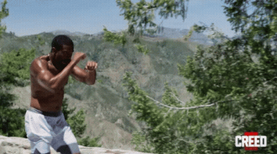 Man In Boxing Ring With Creed 2 GIF