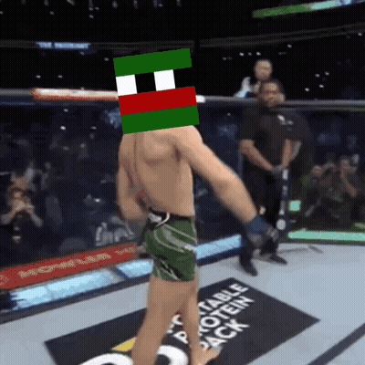 Man In Boxing Ring With Green Red Mask GIF