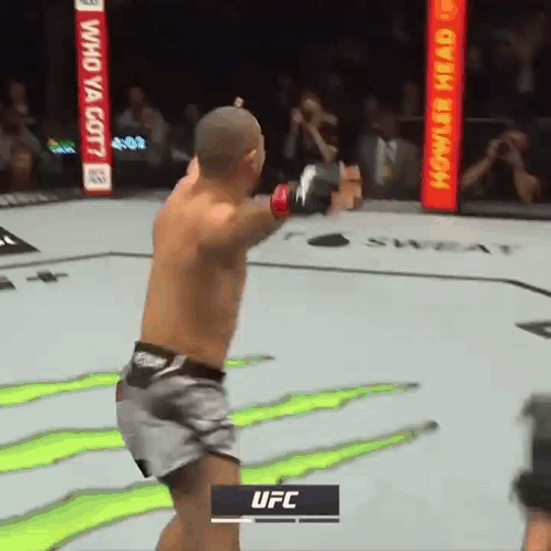 Man In Boxing Ring With UFC Sign GIF