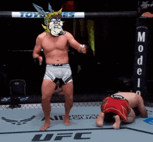 Man In Boxing Ring With UFC Sign GIF