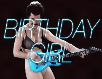 Man In Bra Playing Blue Guitar Birthday Girl GIF