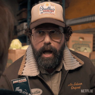 Man In Bradley's Big Buy Hat GIF