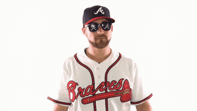 Man In Braves Jersey Pointing GIF