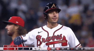 Man In Braves Jersey Standing In Outfield GIF