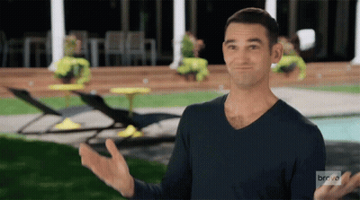 Man In Bravo Logo Shirt By Pool GIF