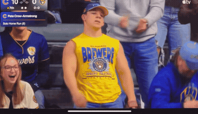 Man In Brewers Shirt Standing GIF