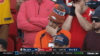 Man In Broncos Hat Watching Game GIF
