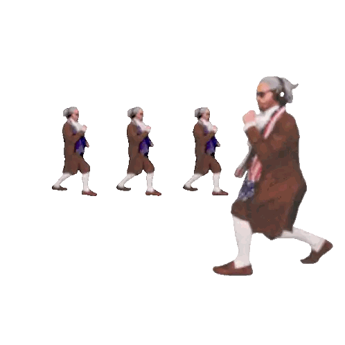 Man In Brown Coat And White Socks Walking Sticker