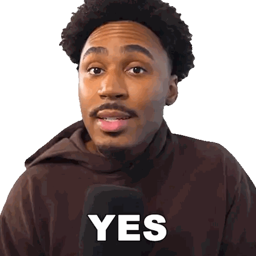 Man In Brown Hoodie Saying Yes Sticker