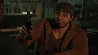 Man In Brown Jacket Holding Free Beer GIF