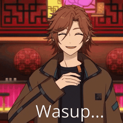Man In Brown Jacket Smiling With Wasup GIF