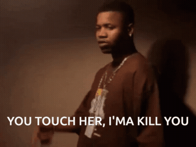Man In Brown Shirt Saying You Touch Her I'm Ma Kill You GIF
