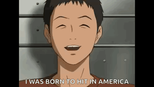Man In Brown Shirt Smiling Says I Was Born To Hit In America GIF