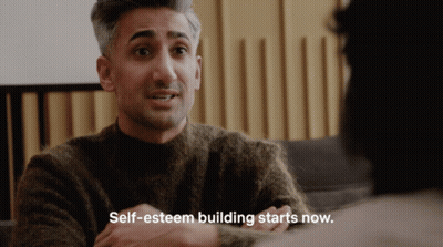 Man In Brown Sweater Talking Self-Esteem Building Starts Now GIF