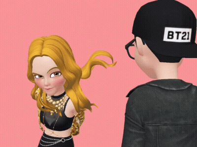 Man In BT21 Hat Looking At Woman With Heart Card GIF