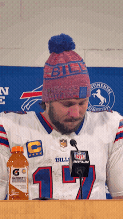 Man In Buffalo Bills Jersey At Podium GIF