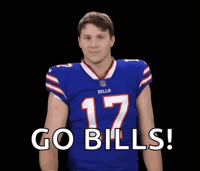 Man in Buffalo Bills Jersey Giving Thumbs Up
