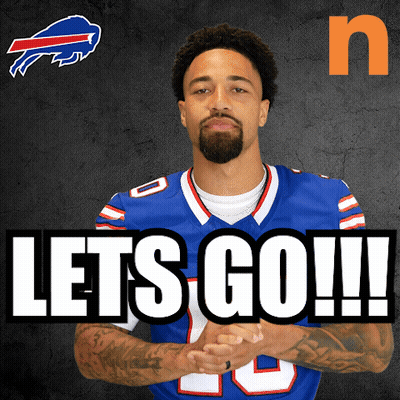 Man In Buffalo Bills Jersey Saying Lets Go GIF