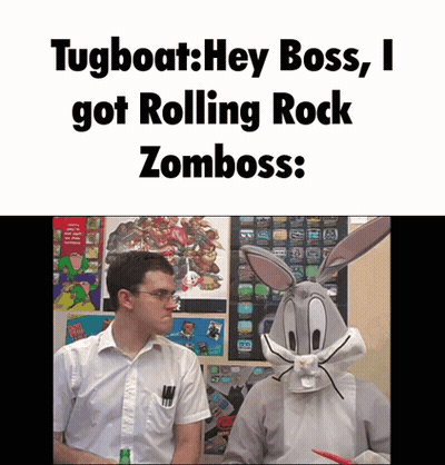 Man In Bugs Bunny Costume Talking To Man In White Shirt GIF