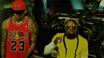 Man In Bulls Jersey Next To Man In Yellow Shirt GIF