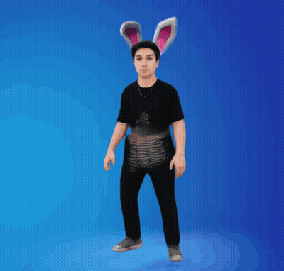 Man In Bunny Ears And Black Shirt GIF
