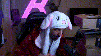 Man In Bunny Hat Sitting In Front Of Microphone GIF