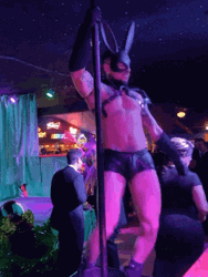 Man In Bunny Mask Pole Dancing GIF