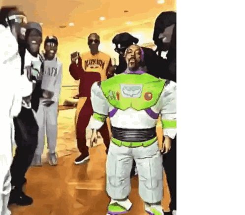 Man In Buzz Lightyear Costume Surrounded Sticker