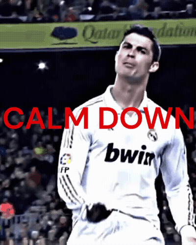 Man In Bwin Jersey With Calm Down Sign GIF