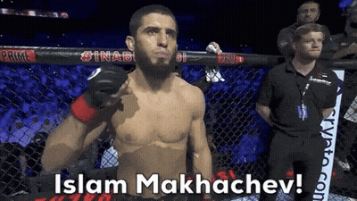 Man In Cage Says Islam Makhachev In Front Of Crowd GIF
