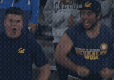 Man In Cal Hat And Berkeley Shirt Applauding GIF