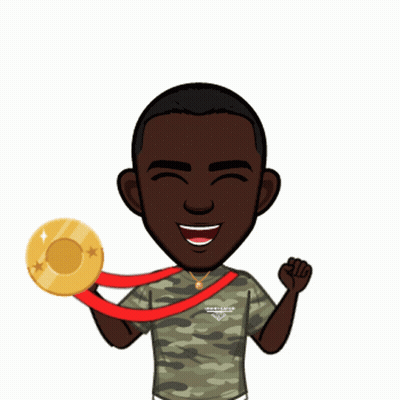 Man In Camo Shirt Holding Medal GIF