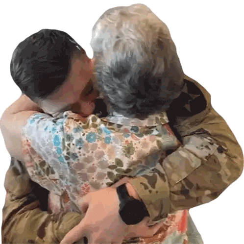 Man In Camouflage Hugging Woman Sticker