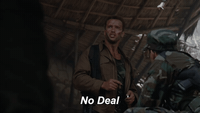 Man In Camouflage Jacket Says No Deal GIF