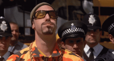 Man In Camouflage Shirt And Sunglasses With Police Officers GIF