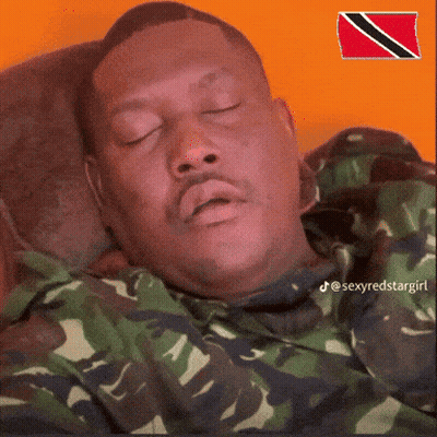 Man In Camouflage Shirt Sleeping With Trinidad And Tobago Flag GIF
