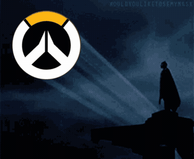 Man In Cape In Front Of Overwatch Logo GIF