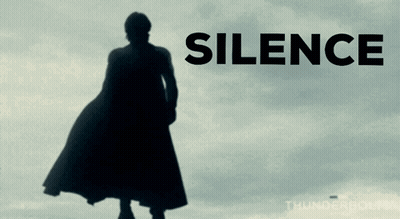 Man In Cape With Silence Above Cloudy Sky GIF