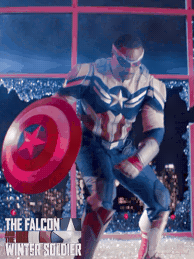 Man In Captain America Costume Holding Red Shield GIF