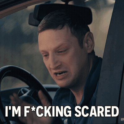 Man In Car Saying Im Fcking Scared GIF