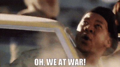 Man In Car Saying Oh We At War GIF