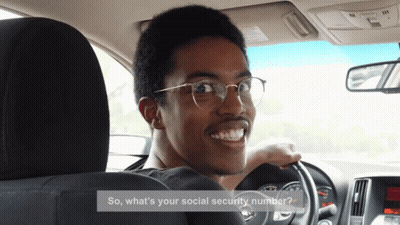 Man In Car Saying So What's Your Social Security Number GIF