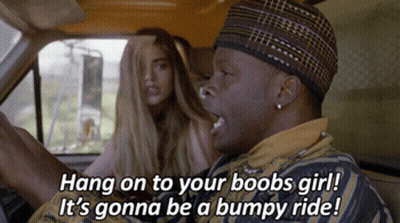Man In Car Says Hang On To Your Boobs Girl It's Gonna Be A Bumpy Ride GIF